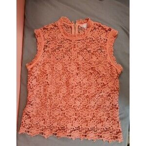 Women's Nanette Lepore Floral Lace Sleeveless Top XL Peach
